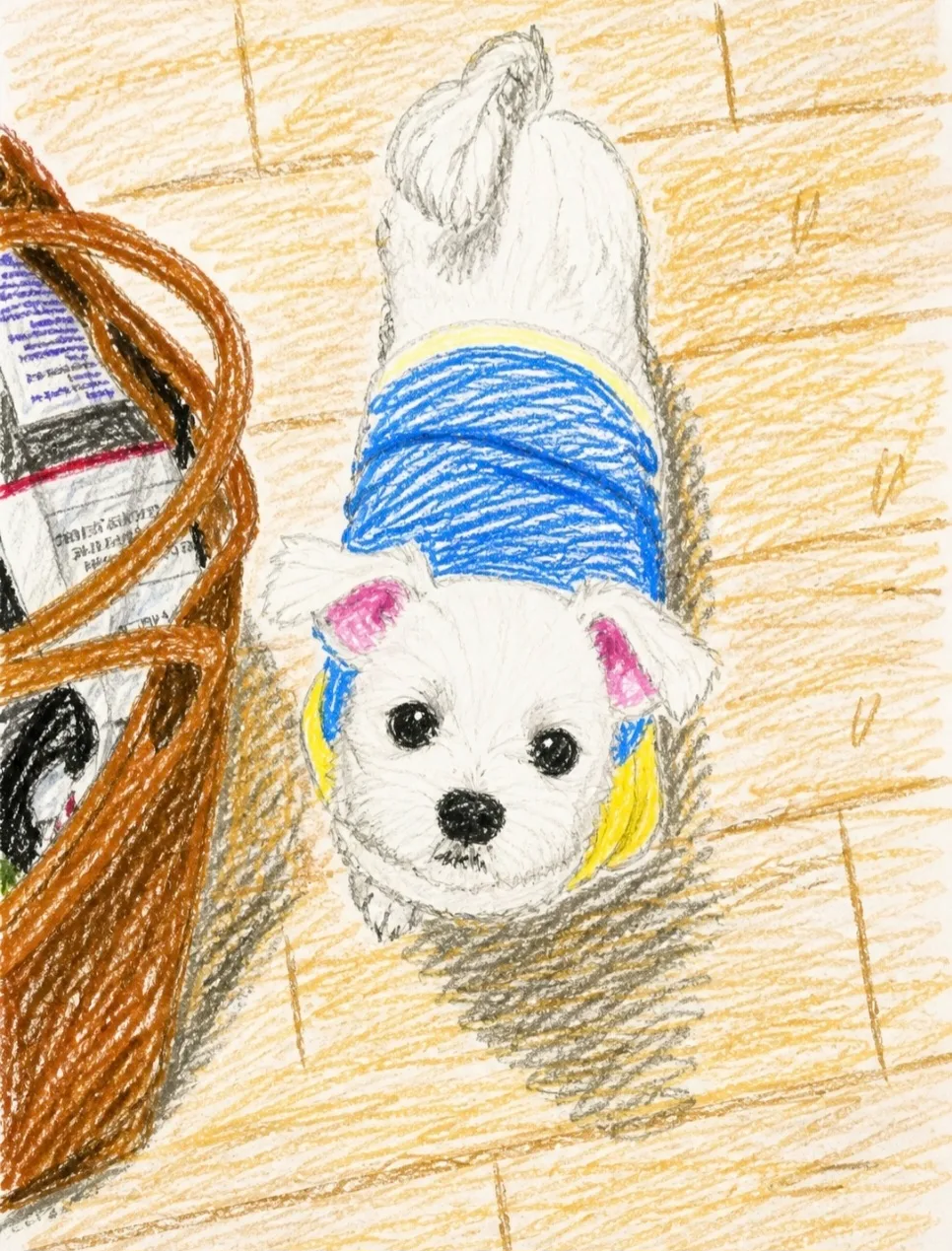 크레파스로 그린 강아지 그림 썸네일 1